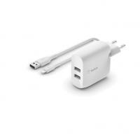 Мережеве ЗУ Belkin Home Charger 24W DUAL USB 2.4A, Lightning 1m, white