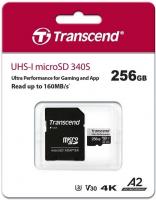 Карта пам'яті Transcend microSD 256GB UHS-I U3 V30 A2 С10 R160/W125MB/s + адаптер SD