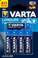 Батарейка лужна VARTA LONGLIFE POWER AA 1.5V, блістер, 5 шт (4+1)