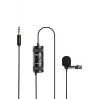 Універсальний петличний мікрофон Boya BY-M1 Pro II (штекер 3.5мм, вихід на навушники 3.5мм, кабель 6м) для камер та смартфонів