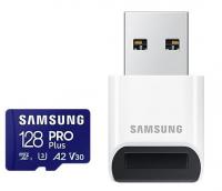 Карта пам’яті Samsung PRO+ microSDXC 128GB U3, V30, A2 R180/W130 MB/s + Reader